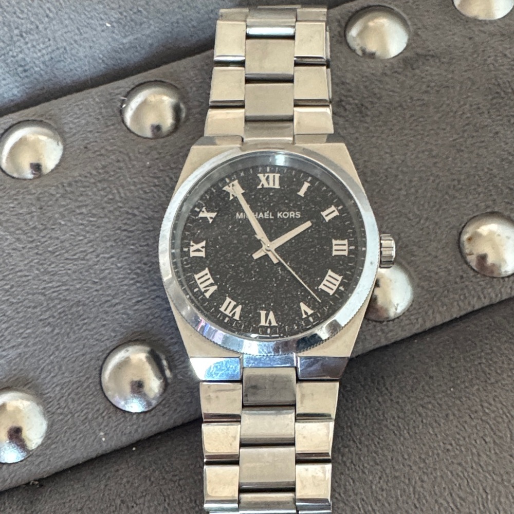 Michael Kors Silver Watch with Black Roman Dial MK6113